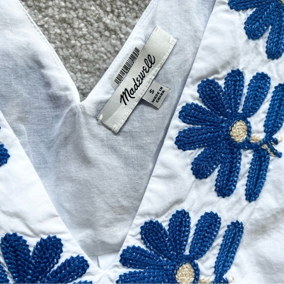 MADEWELL Embroidered Blanca Dress Size Small Boho Floral Feminine Pretty Casual - Picture 5 of 10